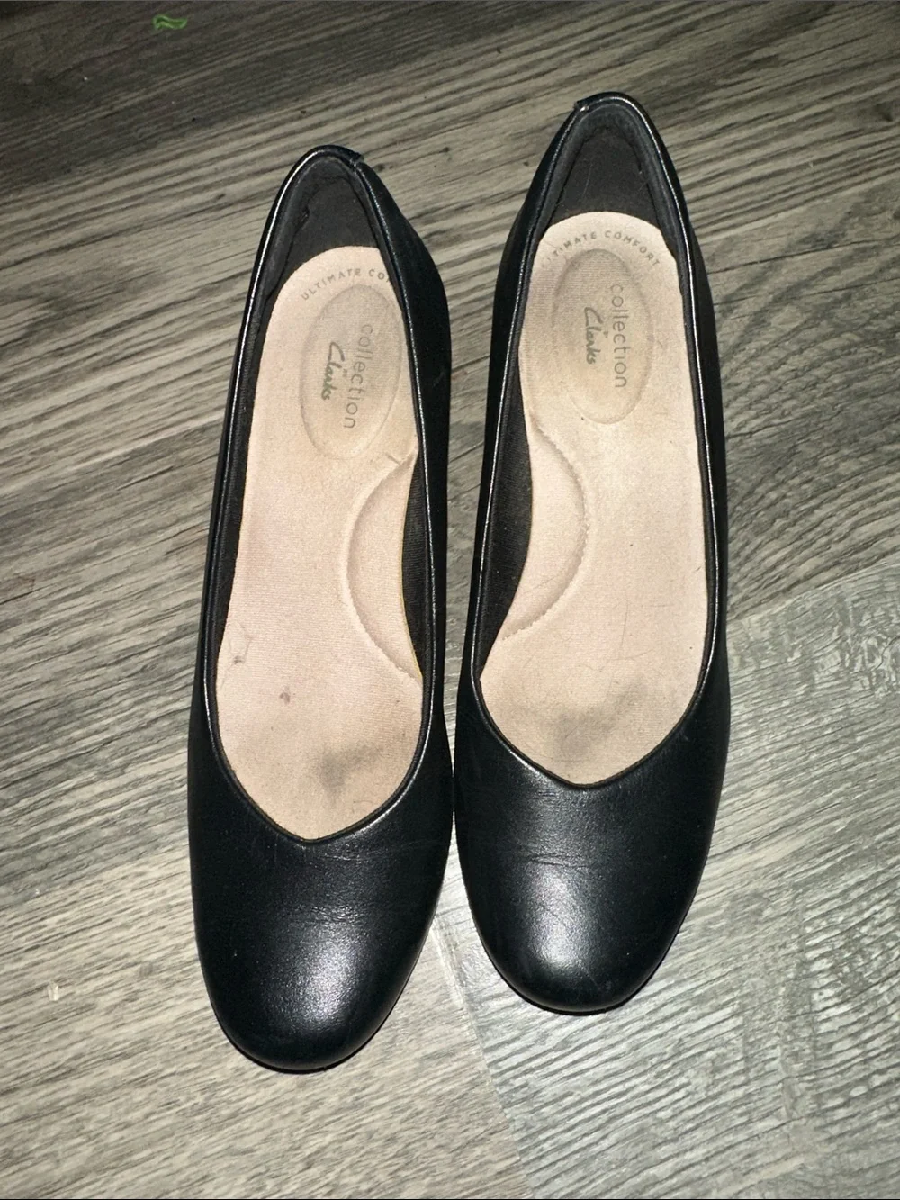 Clarks collection‎ Flores Tulip Wedge Pump Black Leather womens size 8
